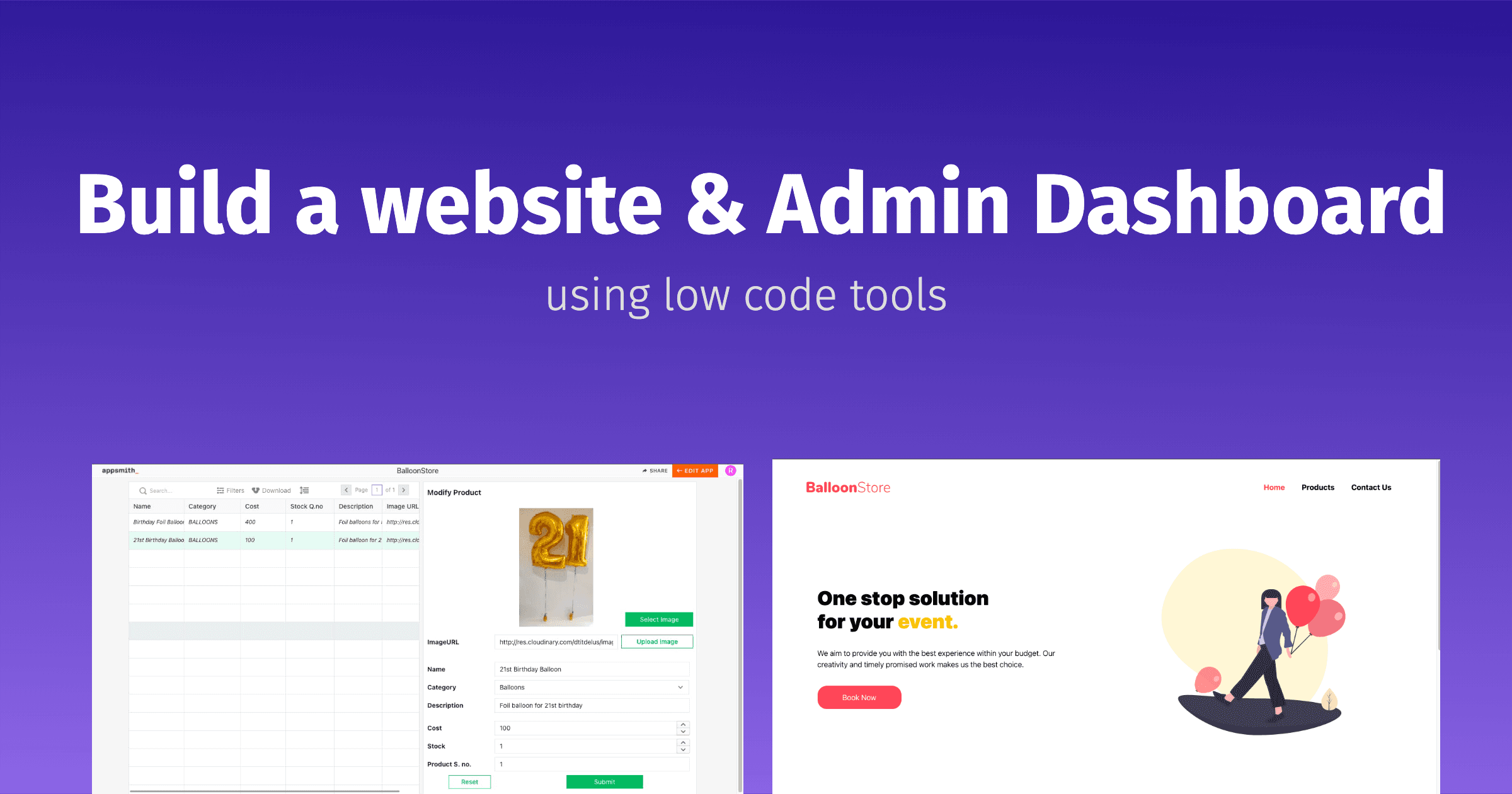 Building a website & admin panel using low-code tools.